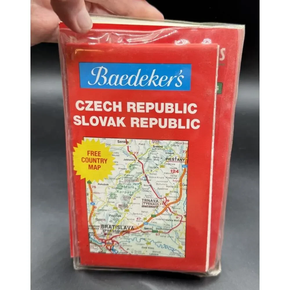 Baedeker Czech and Slovak Republics Travel Guide Book with Large Country Map EUC